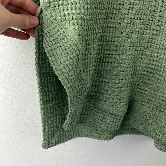 Umgee Green Waffleknit Boxy Cuff Sleeve Boho Oversize Top Womens Size S - Picture 6 of 7